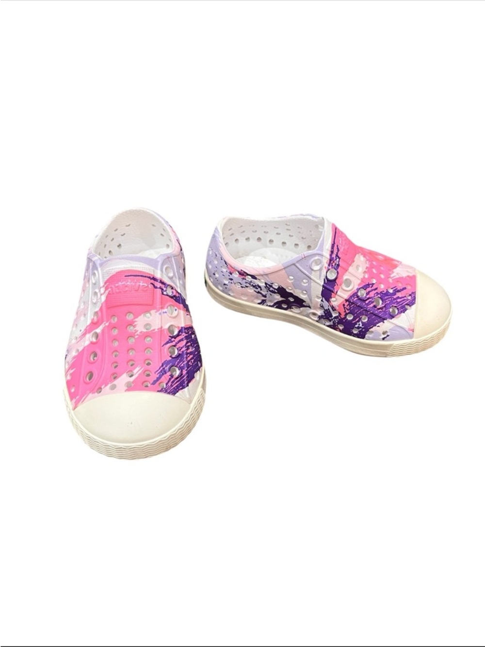 Native Jefferson Pink Purple Print Toddler Shoes - Girls Size 5C